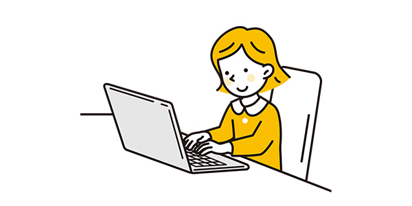 パソコンで学習する子どものイラスト